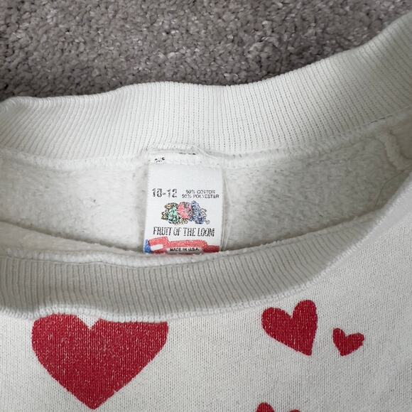 White Dalmatian & Heart Crewneck Sweatshirt Size 10-12 Fruit of the Loom - Picture 4 of 7
